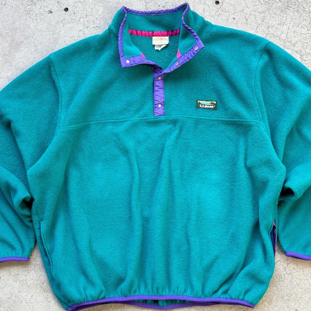 Vintage 90’s LL Bean Snap On Fleece Pullover Sweater - Picture 6 of 11